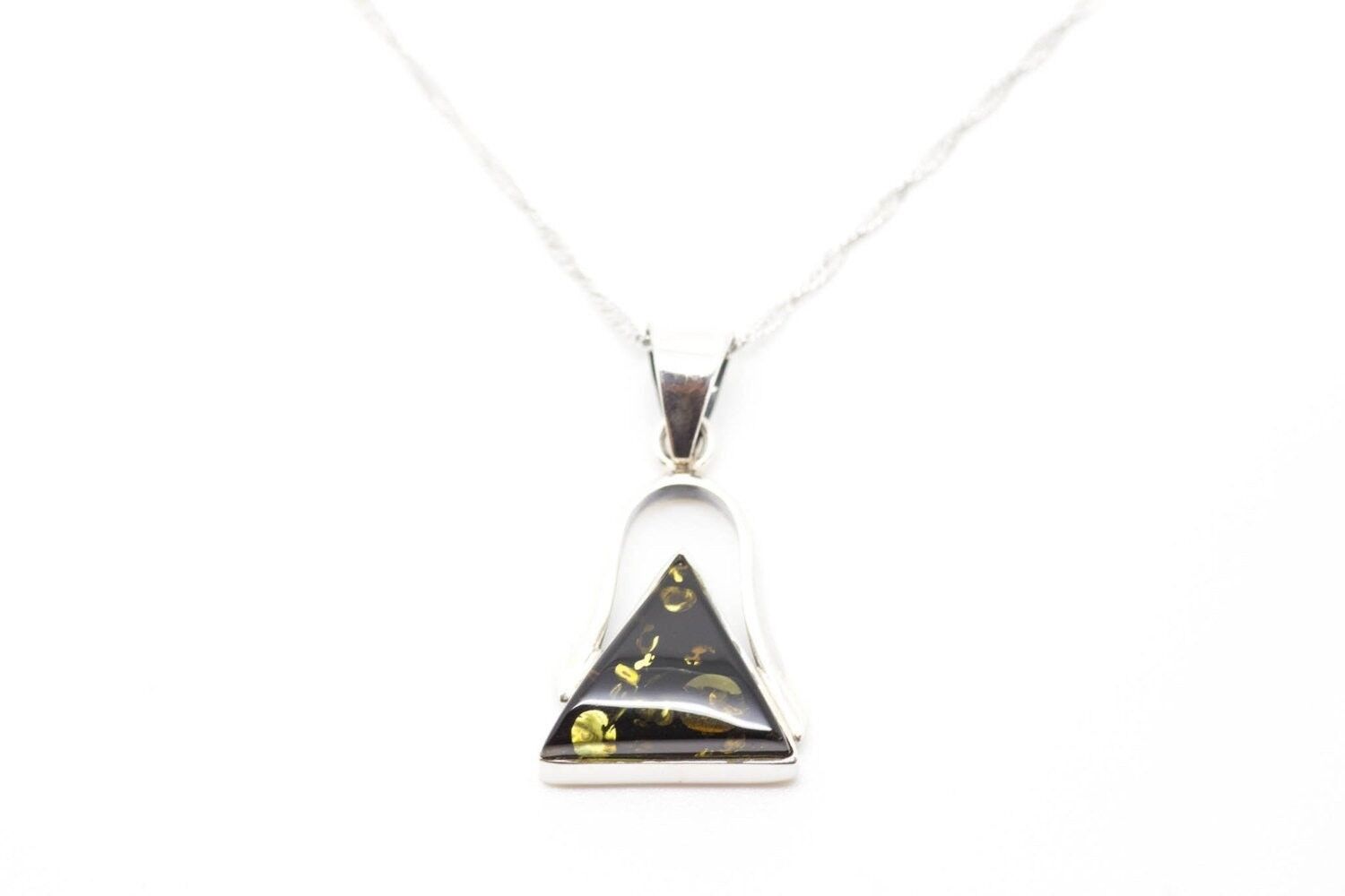 Ciondolo triangolo ambra verde