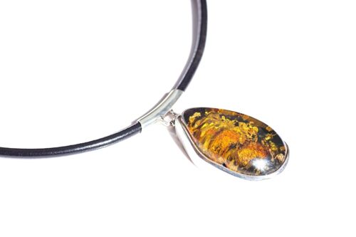 Large Amber & Leather Necklace
