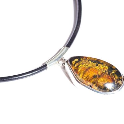 Large Amber & Leather Necklace