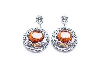 Boucles d'Oreilles Rondes Ambre Aztèque 1