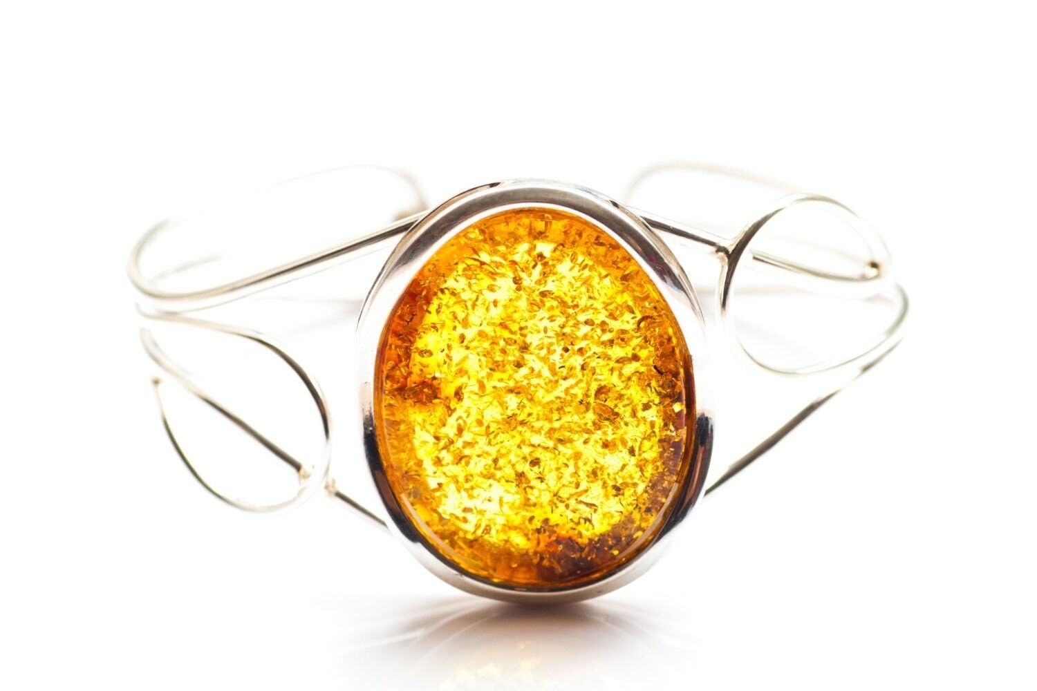 Braccialetto tondo in pietra ambrata