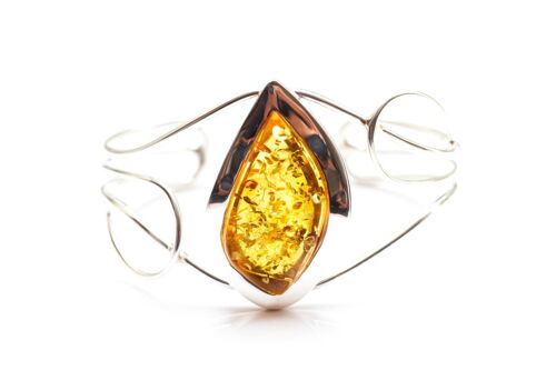 Golden Amber & Silver Bangle