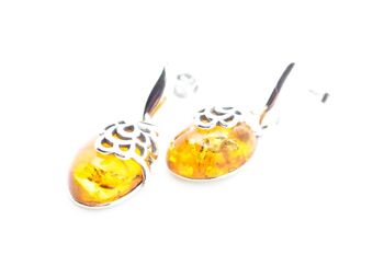 Pendants d'oreilles ovales miel et ambre 2