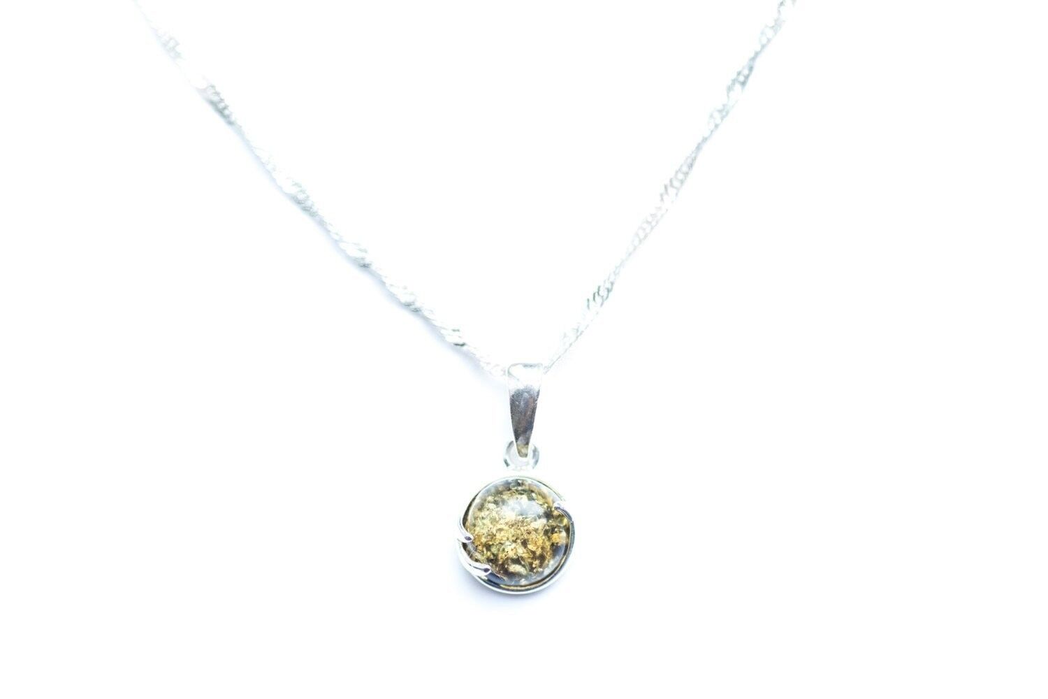 Piccolo pendente rotondo in ambra verde