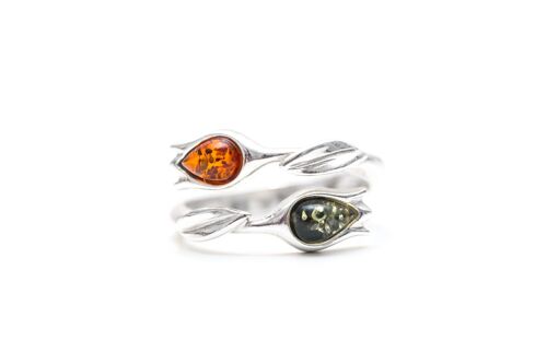 Two Tone Amber Tulip Ring