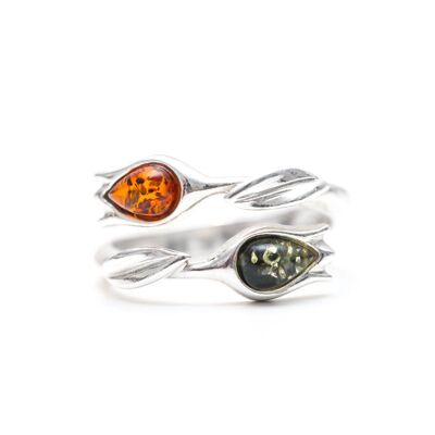 Two Tone Amber Tulip Ring