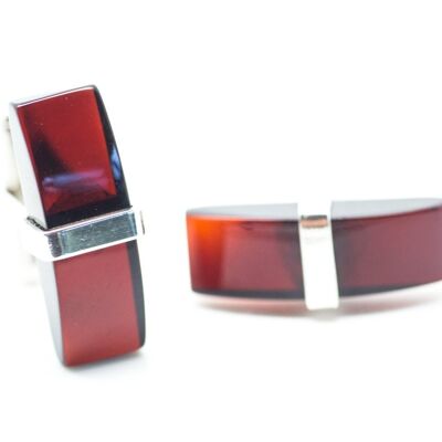 Elegant Red Amber Bar Cufflinks