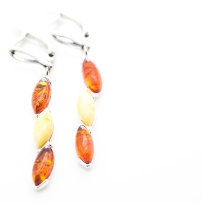 Long Structured Amber Earrings