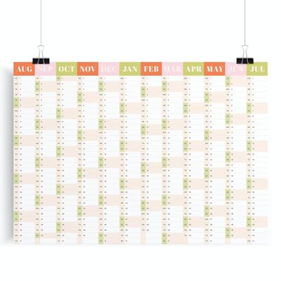 Academic Wall Planner 2023-2024, One Page Calendar Planner