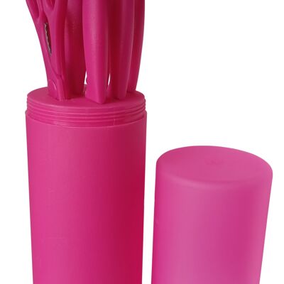 Set base con forbici e 5 coltelli in rosa 35x10cm LA-513A