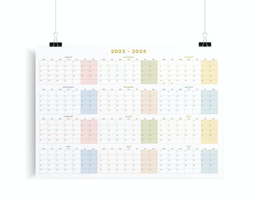 Academic Year Wall Planner Calendar 2023 – 2024