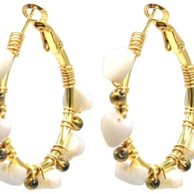 D-F3.1 E724-006 S. Boucles d'Oreilles Acier 3.5cm Coeurs