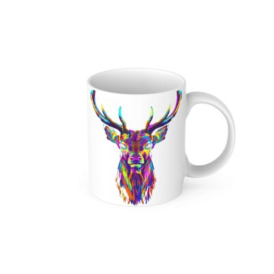 Taza de cerámica de café de té de ciervo de colores brillantes, taza de ciervo de montaña, taza escocesa, tierras altas, regalo escocés