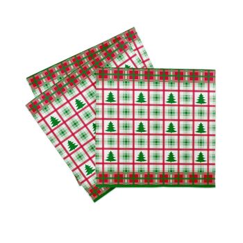 Serviette de Noël Klaus en rouge-vert en Linclass® Airlaid 40 x 40 cm, 50 pièces 2