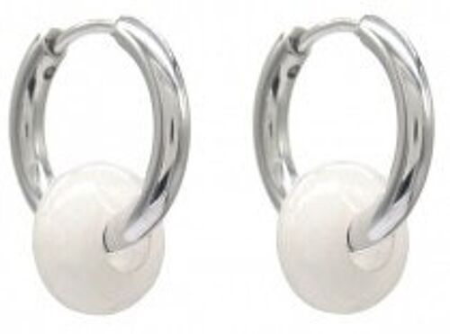 A-E6.1 E006-003S S. Steel 16mm Earrings White Crystal