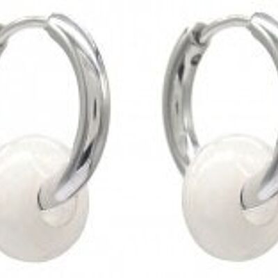 A-E6.1 E006-003S S. Steel 16mm Earrings White Crystal