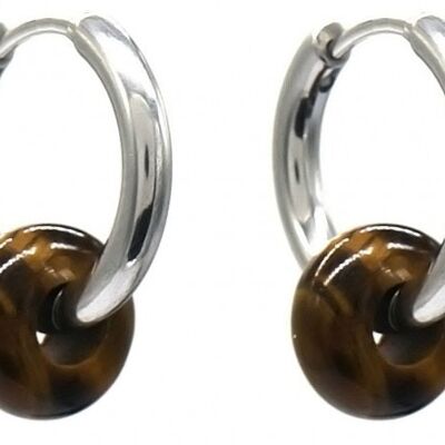 A-E18.5 E006-003S S. Steel 16mm Earrings Tiger Eye