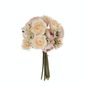 Bouquet sphérique de fleurs de soie diamètre : 16,5cm, longueur : 31cm - Pêche