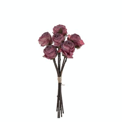 Rosenstrauß aus Seidenblumen, 6 Stränge, Stiellänge: 31 cm – Dunkelrosa
