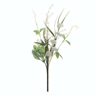 Bouquet de fleurs artificielles de clématite, longueur de la tige : 56 cm - Blanc/Vert