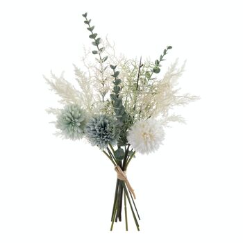 Bouquet de fleurs de soie Chamonix, longueur tige : 38cm - Bleuté