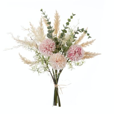Bouquet de fleurs de soie Chamonix, longueur tige : 38cm - Rosé