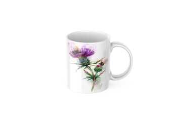 Tasse en céramique de café de thé de chardon et d'abeille de couleur vive, tasse d'abeille, tasse de chardon, tasse écossaise, cadeau d'amoureux d'abeille, tasse d'abeilles Buzzy, amoureux d'abeille 1