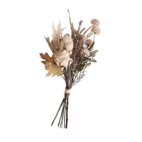 Rose artificial flower bouquet, 42cm long, 18cm wide - Natural