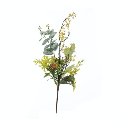 Ramo de flores artificiales de eucalipto, longitud del tallo: 49,5 cm - Amarillo