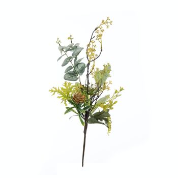Bouquet de fleurs artificielles d'eucalyptus, longueur de la tige : 49,5 cm - Jaune