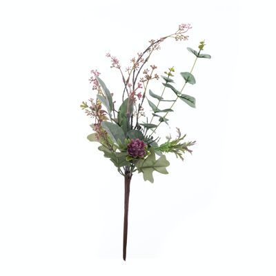 Ramo de flores artificiales de eucalipto, longitud del tallo: 49,5 cm - Rosa roja