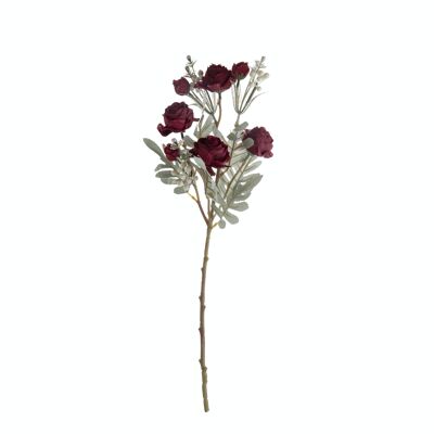 Branche de rosier fleuri, longueur : 56cm - Rouge
