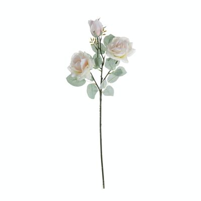 Rose branch with 3 head, length: 64.5cm - Champagne