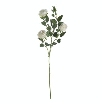 Rose branch with 4 head, length: 64.5cm - Cream
