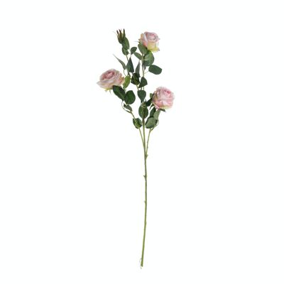 Rose branch with 4 head, length: 64.5cm - Pink
