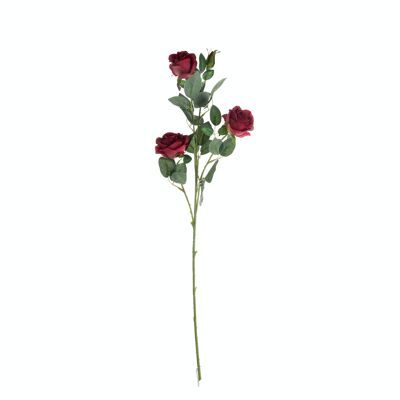 Rose branch with 4 head, length: 64.5cm - Red
