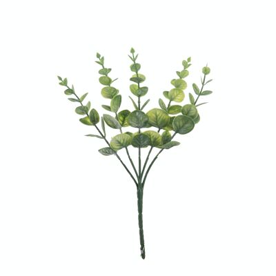 Flor artificial de eucalipto, longitud: 27 cm, diámetro: 12 cm - Verde