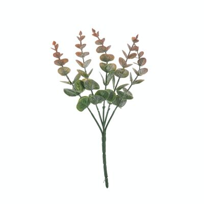 Flor artificial de eucalipto, largo: 27cm, diámetro: 12cm - Verde/Naranja