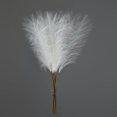 Bouquet d'herbe de pampa artificielle, 10 brins, longueur : 56,6 cm - Ecru