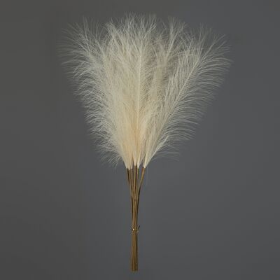 Bouquet d'herbe de pampa artificielle, 10 brins, longueur : 56,6 cm - Crème