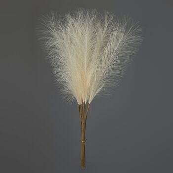 Bouquet d'herbe de pampa artificielle, 10 brins, longueur : 56,6 cm - Crème