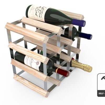 12 Bottle Wine Rack -  Natural Pine (Self-Assembly)