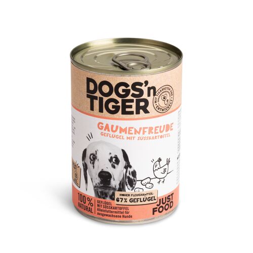 Gaumenfreude | Hunde Nassfutter mit Geflügel, Süßkartoffel und Gesund-Kräuterpaket