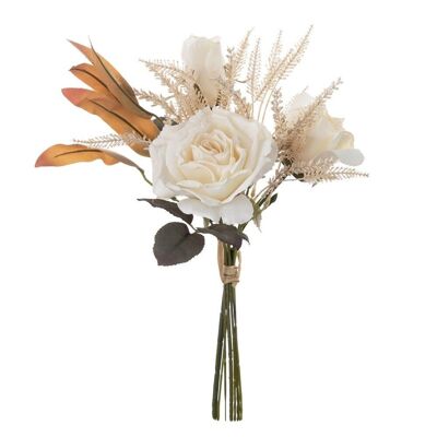 Bouquet di fiori di seta Rosa, lunghezza stelo: 41,5cm - Bianco