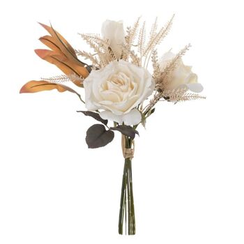 Bouquet de fleurs de soie Rose, longueur de la tige : 41,5 cm - Blanc