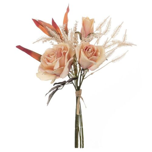 Bouquet of Rose silkflowers, stem length: 41.5cm - Beige