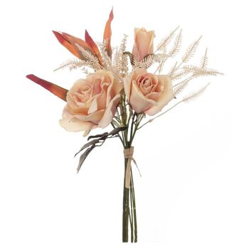 Bouquet de fleurs de soie Rose, longueur de la tige : 41,5 cm - Beige