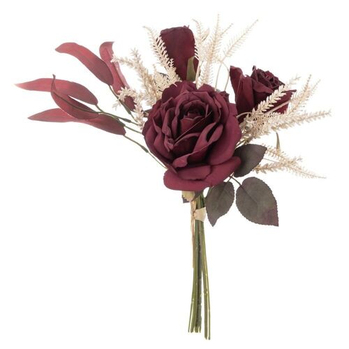 Bouquet of Rose silkflowers, stem length: 41.5cm - Red