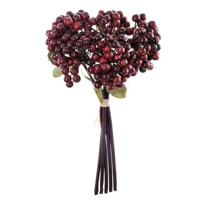 Bunch of berry branch, length: 28cm, diameter: 14.5cm - Burgundy