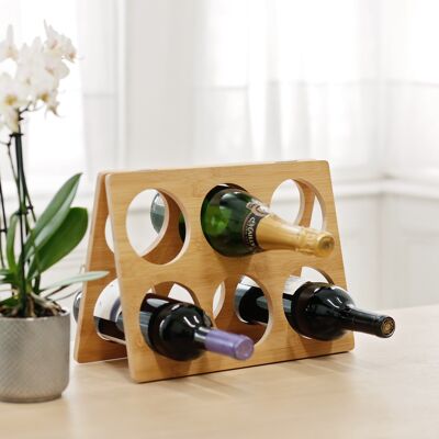 6 bottle foldable bamboo wine rack